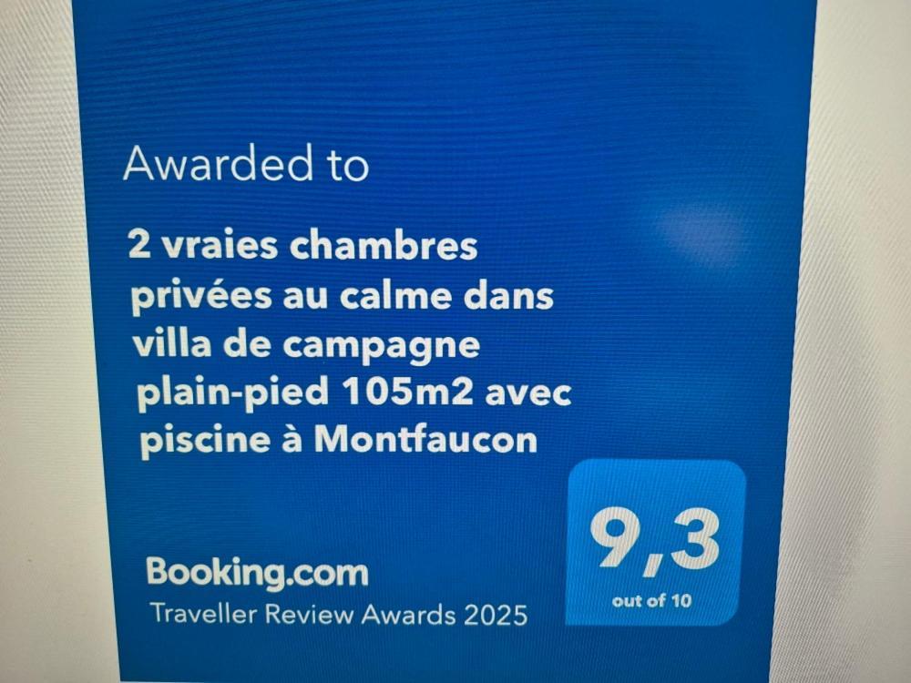 2 Vraies Chambres Privees Au Calme Dans Villa De Campagne Plain-Pied 105M2 Avec Piscine A Montfaucon Montfaucon  Dış mekan fotoğraf